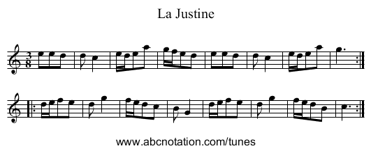 La Justine - staff notation