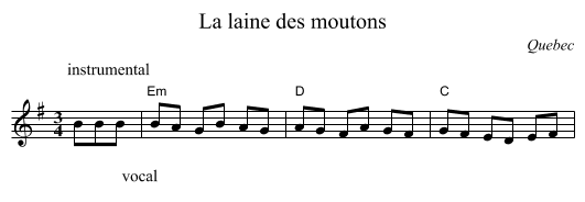 La laine des moutons - staff notation