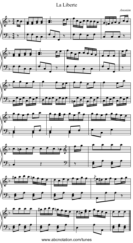 La Liberte - staff notation