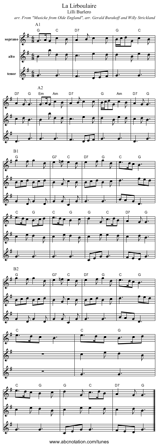 La Lirboulaire - staff notation