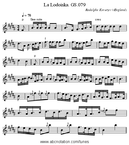 La Lodoiska. GS.079 - staff notation