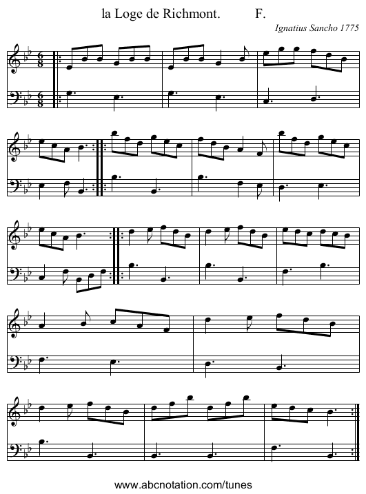 la Loge de Richmont.          F. - staff notation