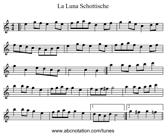 La Luna Schottische - staff notation
