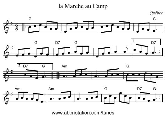 la Marche au Camp - staff notation