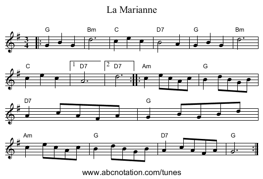 La Marianne - staff notation