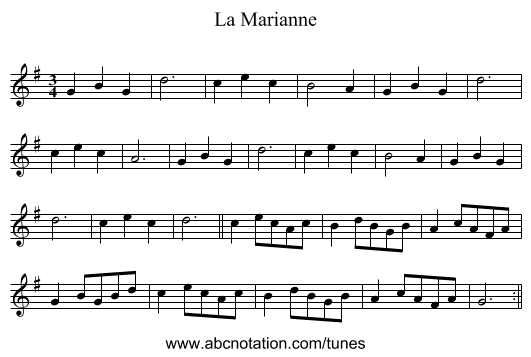 La Marianne - staff notation