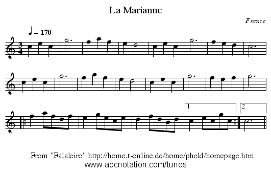 La Marianne - staff notation