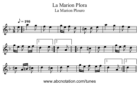 La Marion Plora - staff notation