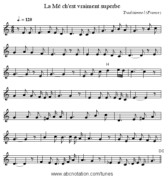 La Mé ch'est vraiment superbe - staff notation