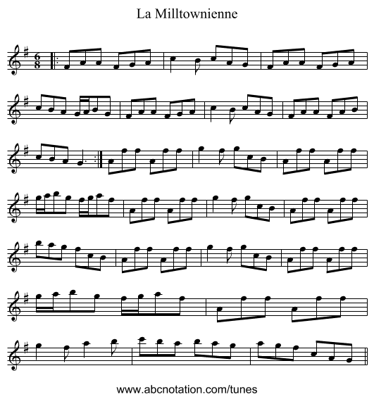 La Milltownienne - staff notation