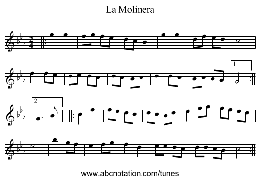 La Molinera - staff notation