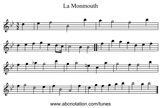 La Monmouth - staff notation
