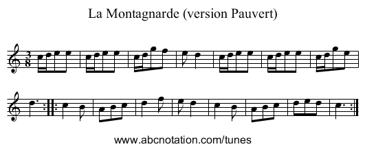 La Montagnarde (version Pauvert) - staff notation