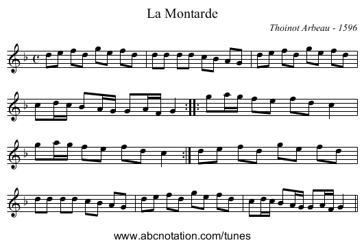 La Montarde - staff notation