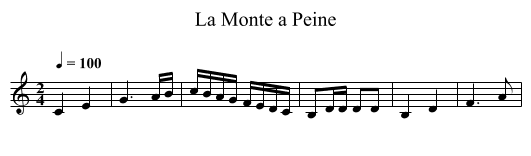 La Monte a Peine - staff notation
