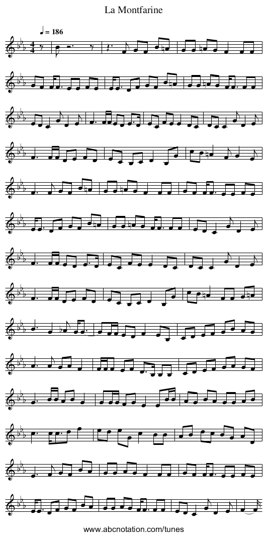 La Montfarine - staff notation