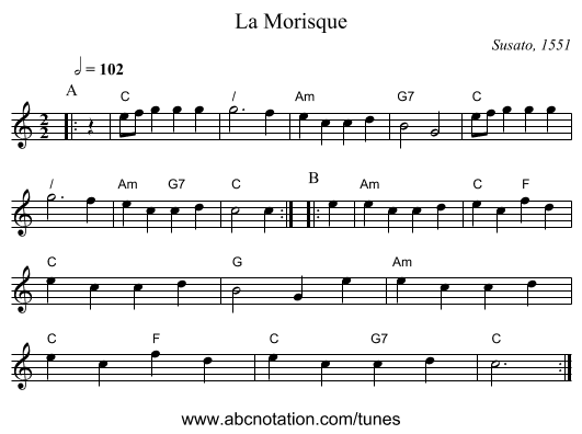 La Morisque - staff notation