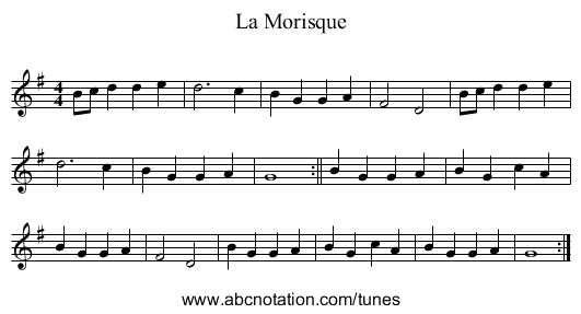 La Morisque - staff notation