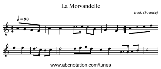 La Morvandelle - staff notation