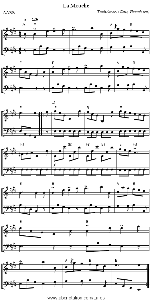 La Mouche - staff notation