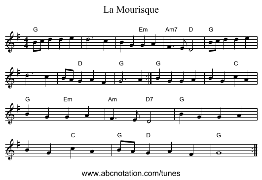 La Mourisque - staff notation