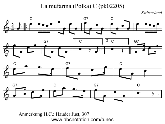 La mufarina (Polka) C (pk02205) - staff notation