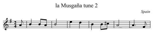 la Musgaña tune 2 - staff notation