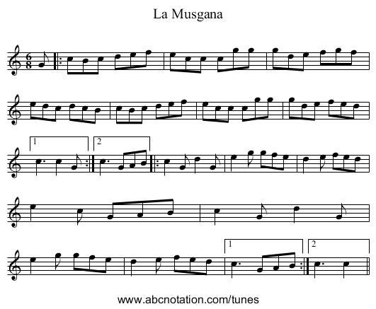 La Musgana - staff notation