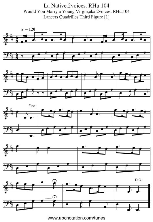 La Native.2voices. RHu.104 - staff notation