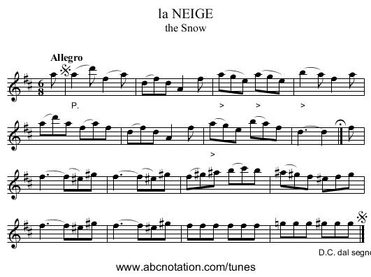 la NEIGE - staff notation