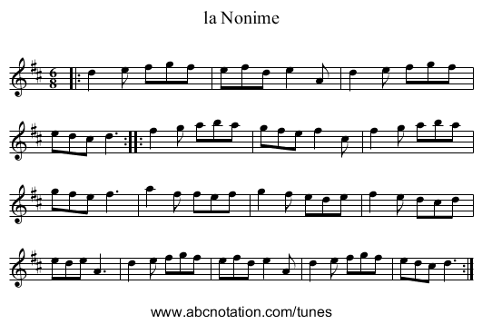 la Nonime - staff notation