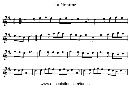La Nonime - staff notation