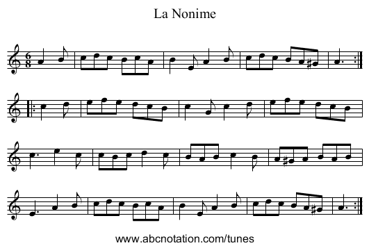 La Nonime - staff notation