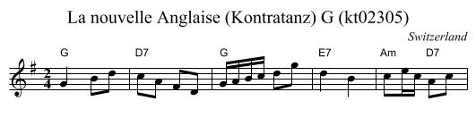 La nouvelle Anglaise (Kontratanz) G (kt02305) - staff notation