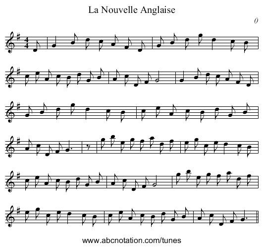 La Nouvelle Anglaise - staff notation