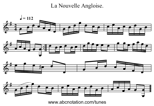 La Nouvelle Angloise. - staff notation