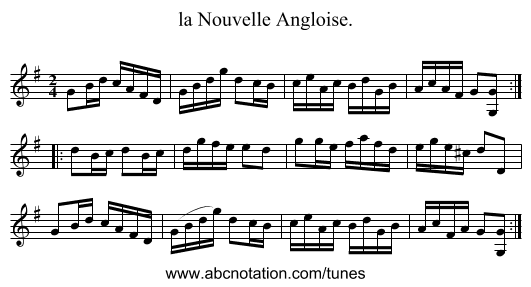 la Nouvelle Angloise. - staff notation