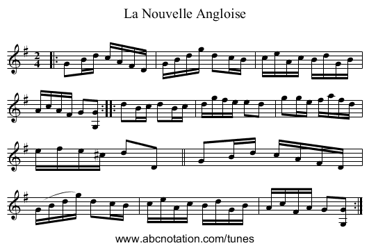 La Nouvelle Angloise - staff notation
