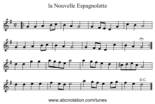 la Nouvelle Espagnolette - staff notation