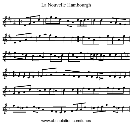 La Nouvelle Hambourgh - staff notation