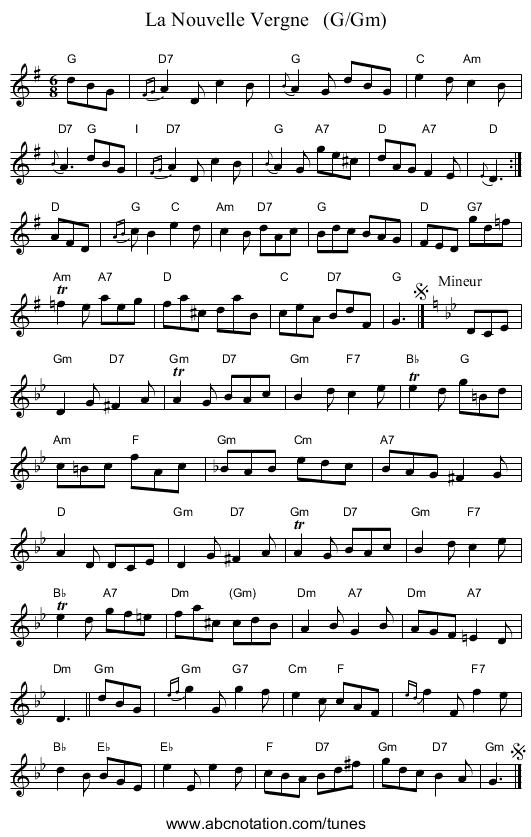 La Nouvelle Vergne   (G/Gm) - staff notation