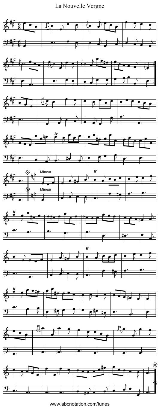 La Nouvelle Vergne - staff notation