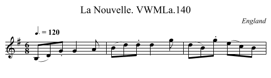 La Nouvelle. VWMLa.140 - staff notation