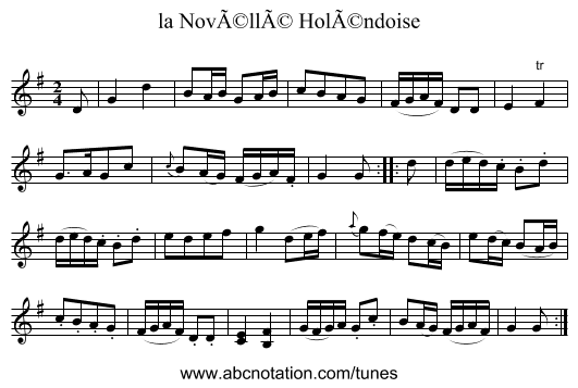 la Novéllé Holéndoise - staff notation