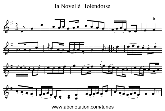la Novéllé Holéndoise - staff notation