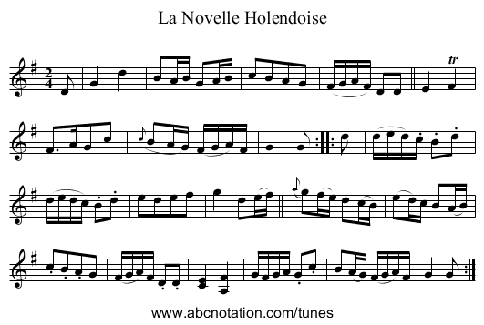 La Novelle Holendoise - staff notation