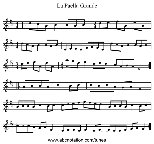 La Paella Grande - staff notation
