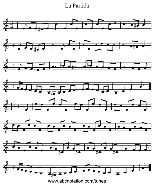 La Partida - staff notation