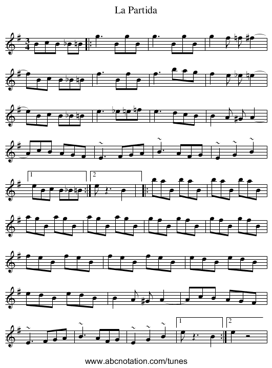 La Partida - staff notation