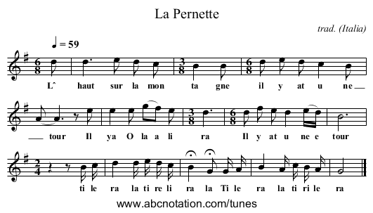 La Pernette - staff notation